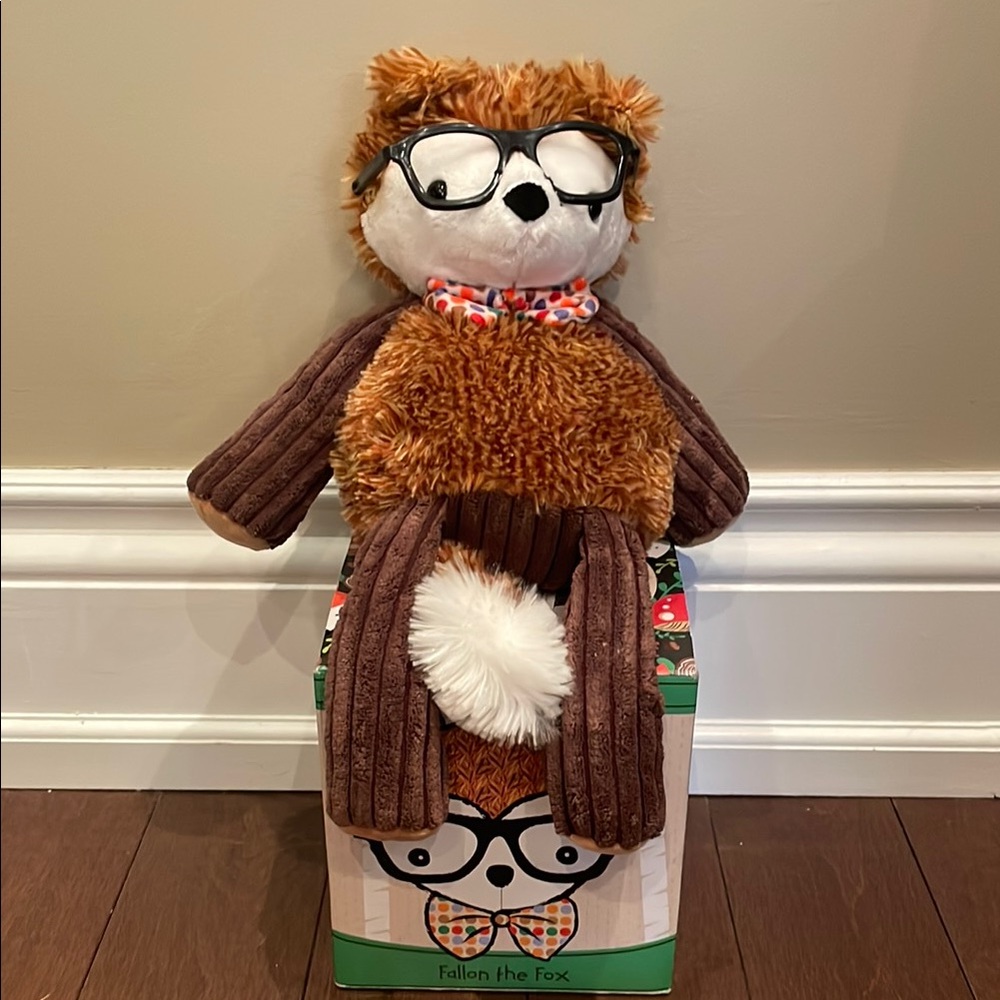 Cute Fox Plush with Glasses and Bow Tie